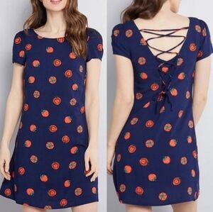 Modcloth Navy Dress with Orange Accents